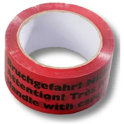 VEPATIM 36x Warnklebeband 'Bruchgefahr' PP Acrylatkleber geräuscharm 50mm x 66m