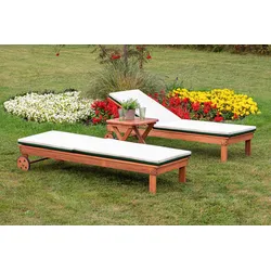Gartenliege MERXX "Aktionsliegen Set", beige (braun), Gartenliegen, 2 Liegen mit Auflage, 1 Hocker