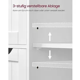 VASAGLE Badschrank LHC41W weiß 55,0 x 28,5 x 82,0 cm