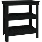 vidaXL Werkbank Schwarz 78,5x50x80 cm Massivholz Kiefer