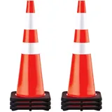 Vevor 6er-Pack 36-Zoll-Verkehrskegel, Sicherheits-Straßenparkkegel mit schwarzer beschwerter Basis, Orangefarbene PVC-Verkehrssicherheitskegel, Gefahrenkegel,