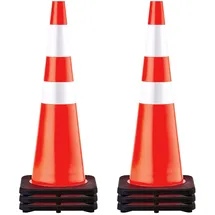 Vevor 6er-Pack 36-Zoll-Verkehrskegel, Sicherheits-Straßenparkkegel mit schwarzer beschwerter Basis, Orangefarbene PVC-Verkehrssicherheitskegel, Gefahrenkegel,