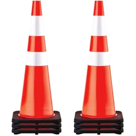 Vevor 6er-Pack 36-Zoll-Verkehrskegel, Sicherheits-Straßenparkkegel mit schwarzer beschwerter Basis, Orangefarbene PVC-Verkehrssicherheitskegel, Gefahrenkegel,