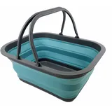 SAMMART 15L Zusammenklappbarer Korb mit Griff - Tragbarer Picknickkorb/Krater für den Außenbereich - Faltbare Einkaufstasche - Platzsparender Aufbewahrungsbehälter (Grau/Kristallblau)