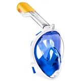 HINATAA Schnorchelmaske, 180° Vollgesicht, Tauchmaske, freies Atmen, Anti-Beschlag- und Anti-Leck-Technologie mit verstellbaren Kopfbändern für Erwachsene, Jugendliche, Kinder (Blau, S-M)