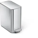 simplehuman Slim Pedal-Mülleimer 5 Liter, schmaler Treteimer, gebürsteter Stahl