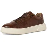 Marco Tozzi by Guido Maria Kretschmer Herren Sneaker flach aus Leder mit Reißverschluss, Braun (Cognac), 46 EU