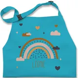Kinderschürze Schürze Kinder Jungen Mädchen - Boho Regenbogen Rainbow - 7-14 Jahre - Türkis - personalisierte geschenke backschürze junge name kinderkochschürzen schöne und 10 bis 14 kind - 7-13 Jahre