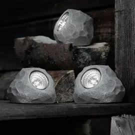 GLOBO 10er Set LED Solar Außenleuchte Stein grau Garten Dekoleuchte Gartenlampe Außendekoration
