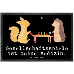 Fußmatte Eichhörnchen Gesellschaftsspiele Medizin – Schwarz – Geschenk, Schmut, Mr. & Mrs. Panda, Höhe: 0.6 mm schwarz Ø 0 cm x 60 cm x 40 cm x 0.6 mm