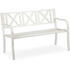 Relaxdays Gartenbank 80,5 x 127 x 63 cm Weiß-Bronze