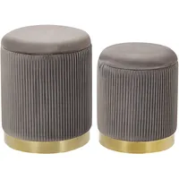 Beliani Pouf 2er Set Samtstoff 0 x 0 x 0 cm Grau/Gold