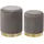 Beliani Pouf 2er Set Samtstoff 0 x 0 x 0 cm Grau/Gold