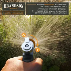Brandson Garten Handbrause Metall Messing - Gartenbrause - 1/2 Zoll für Gartenschlauch - Pistolengriff mit Halteclip - 170 psi Wasserdruck