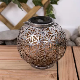 GLOBO Solar Lampe Outdoor Solarleuchte orientalisch LED Solar Laterne Außen, Lichteffekt Lebensblume, 1x LED warmweiß, DxH 20x29 cm, 2er Set