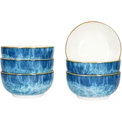 Marina 6x Müslischale Ø14cm 400ml Porzellan 6 Pers blaue Dessertschüssel maritim