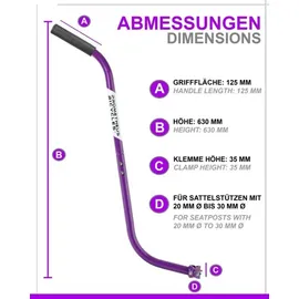 PROMETHEUS BICYCLES Fahrradstange Schiebestange Schubstange Kinderfahrrad lila