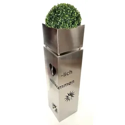 HGD Metallsäule aus Edelstahl "Herzlich Willkommen"