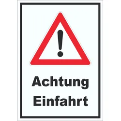 HB-Druck Achtung Einfahrt Symbol Aufkleber A5 (148x210mm)