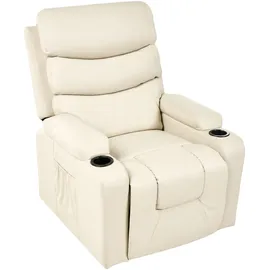 Beliani Fernsehsessel ETER Kunstleder 80 x 100 x 90 cm Beige elektrisch verstellbar mit Fußstütze