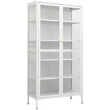 vidaXL Vitrine Weiß 90x40x180 cm Stahl und Gehärtetes Glas