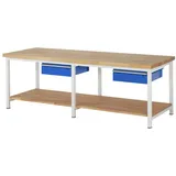 Rau Werkbank höhenverstellbar 8001A7, B2500xT900xH840-1040mm, 2x Schublade-TA