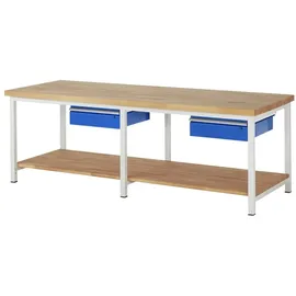 Rau Werkbank höhenverstellbar 8001A7, B2500xT900xH840-1040mm, 2x Schublade-TA