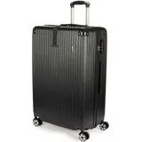 BRUBAKER Hartschalen Reisekoffer London - Rollkoffer mit Zahlenschloss und 4 Rollen - Trolley Koffer 49 x 76,5 x 29,5 cm, XL, Schwarz - Schwarz