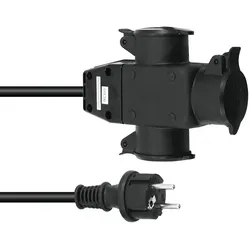 Stromkabel 5m Verlängerung 3-Fach Schutzkontakte mit Deckel IP44 Outdoor 3x1,5mm...