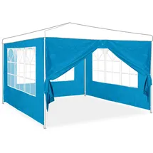 Relaxdays Seitenwand für Pavillon 4er Set, 3 Seitenwände mit Fenster, Seitenteil mit Reißverschluss, HxB 2x3 m, hellblau