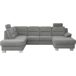 Wohnlandschaft ALINA "Finja", grau (staubgrau tbs 39), B:307cm H:93cm T:206cm, Chenille TBS (100% Polyester), Sofas, wahlweise mit Sitzvorzug und Stauraum, Breite 307 cm
