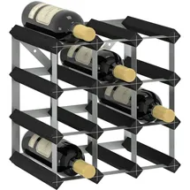 vidaXL Weinregal für 12 Flaschen Schwarz Massivholz Kiefer