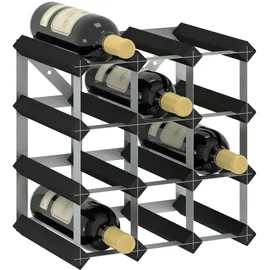vidaXL Weinregal für 12 Flaschen Schwarz Massivholz Kiefer