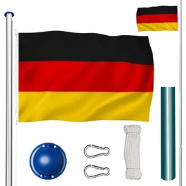 Tectake Aluminium Fahnenmast wetterfest inklusive Seilzug und Bodenhülse | Bunt