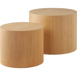 Tectake tectake® 2er Set Couchtische, rund, furnierte MDF-Platte, bodenschonende Filzgleiter