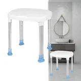 JOIEYOU Duschhocker Aluminium Höhenverstellbar Duschstuhl Badhocker Duschstuhl Duschhilfe Badewannensitz Anti Rutsch Duschsitz Badsitz, Weiß (Modell G)