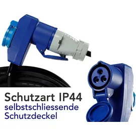 ChiliTec CEE Verlängerungskabel 25m H07RNF 3G2,5 für Camping, Wohnwagen, Winkelkupplung