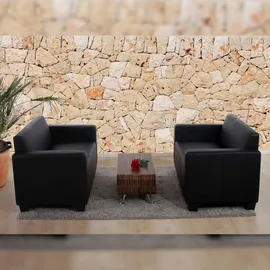Mendler Sofa-Garnitur Couch-Garnitur 2x 2er Sofa Lyon Kunstleder - schwarz