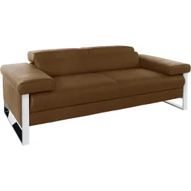 W.Schillig 2-Sitzer "finn", braun (chocolate s37), B:210cm H:71cm T:106cm, Flachgewebe S22 (100% Polyester);Stoff S37 (100% Polyester);Longlife Xtra-Leder Z59: Glattleder mit modischer Prägung.