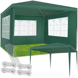 Tectake Pavillon Baraban 3 x 3 m inkl. 3 Seitenteile Grün