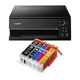 IC-Office TS6350a Farbtintenstrahl-Multifunktionsgerät All-in-One 3-in-1 (Drucker, Scanner, Kopierer, USB, WLAN, Apple AirPrint) Schwarz + 5 XXL Tintenpatronen