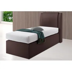 Boxspringbett, braun, Liegefläche B/L: 90cm x 200cm, H2, Bonnell-Federkernmatratze, Bonnell- Federkernmatratze: Bezug obere Matratze: 80% Baumwolle, 20% Polyester, 7-Zonen-Kaltschaummatratze: Bezug obere Matratze: 80% Baumwolle, 20% Polyester, 5-Zonen-Tonnen-Taschenfederkernmatratze: Bezug obere Matratze: 100% Polyester., WESTFALIA SCHLAFKOMFORT, Komplettbetten, Boxspringbett
