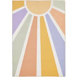 Teppich Kinder Flachgewebe Sonnenstrahlen-Design Polyamid Antirutsch Spielzimmer Multi Rechteckig 160x230 | Kadima Design
