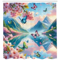 ABAKUHAUS Duschvorhang 175 x 200 cm rosa blau grün