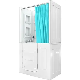SeniorBad Seniorendusche und Sitzwanne Kombination Badewanne mit Tür 68 x 110 x 205 cm (S08D-TH-A-R)