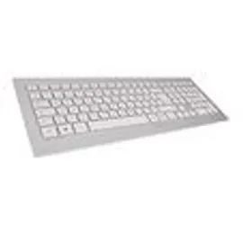 Cherry DW 8000, kabelloses Tastatur- und Maus-Set, EU-Layout (QWERTY), batteriebetrieben, ultraflache Tastatur, 3 Tasten-Maus mit Infrarotsensor, Weiß-Silber
