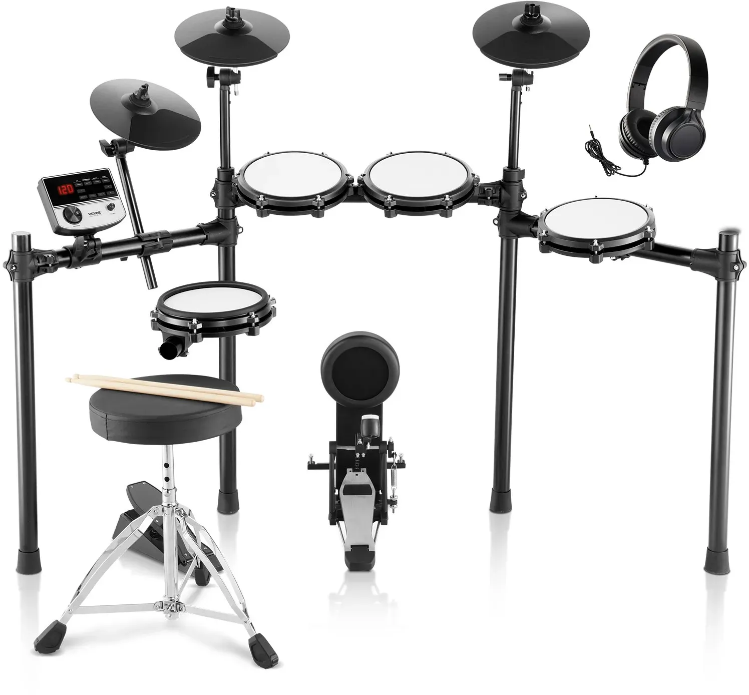 VEVOR E-Drum-Set Elektronisches Schlagzeug 480 Sounds für Anfänger & Erwachsene