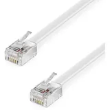 deleyCON 0,5m Telefonkabel RJ11 Modularkabel 6P4C Westernkabel - Weiß
