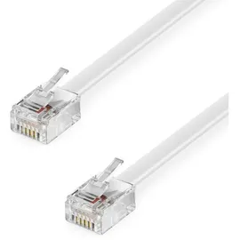deleyCON 0,5m Telefonkabel RJ11 Modularkabel 6P4C Westernkabel - Weiß