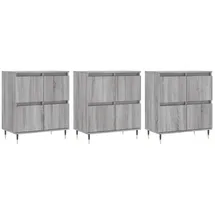 vidaXL Sideboards 3 Stk. Grau Sonoma Holzwerkstoff